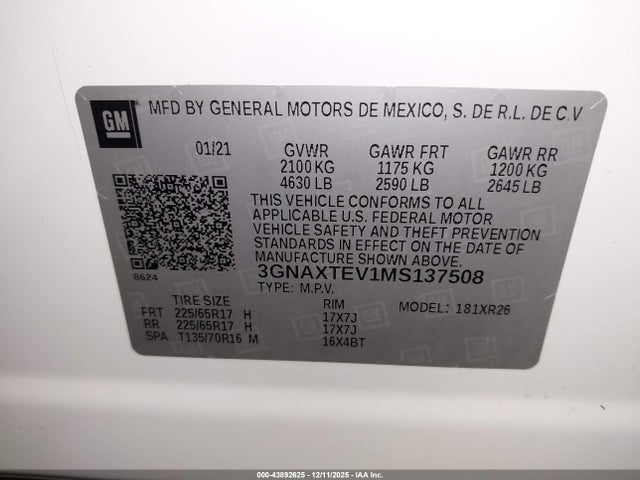 Chevrolet Equinox Awd 2fl 2021 3GNAXTEV1MS137508 Image 9