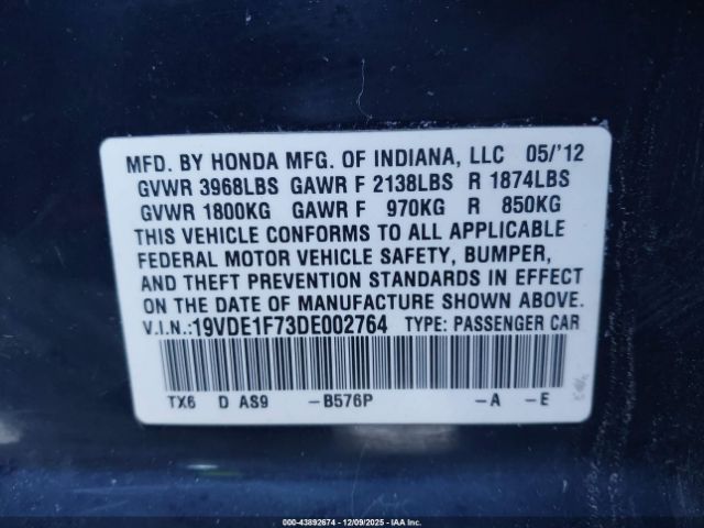 2013 ACURA ILX 19VDE1F73DE002764 Photo 8