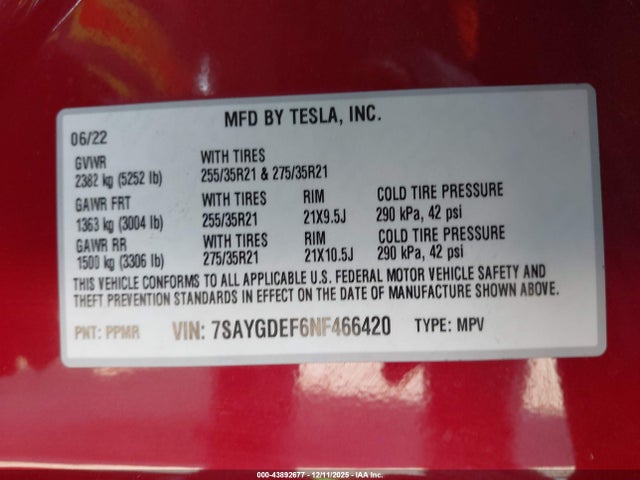 2022 TESLA MODEL Y 7SAYGDEF6NF466420 Photo 8