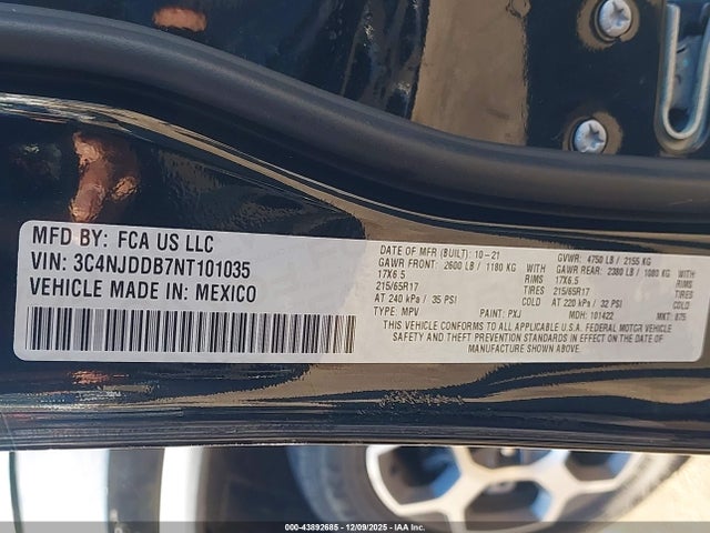 2022 Jeep Compass Trailhawk 4x4 მანქანა იყიდება აუქციონზე, vin: 3C4NJDDB7NT101035, აუქციონის ნომერი: 43892685