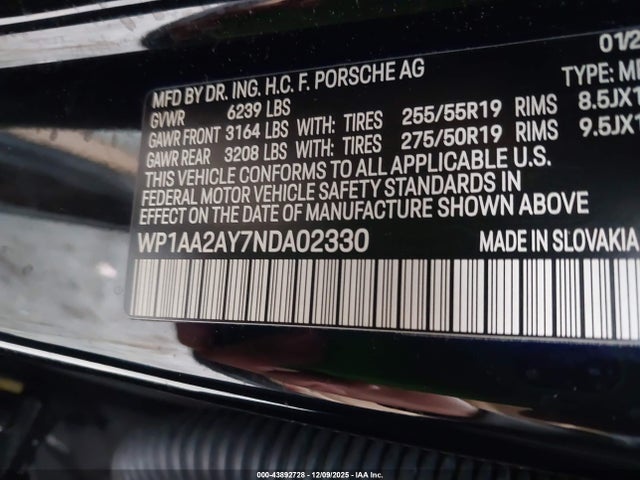 2022 PORSCHE CAYENNE WP1AA2AY7NDA02330 Photo 8