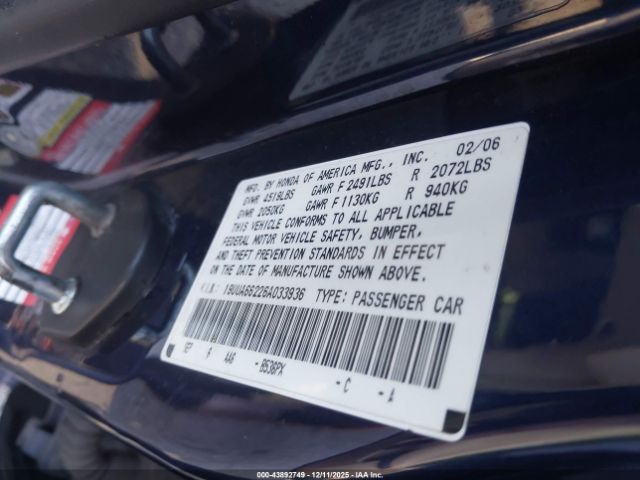 2006 ACURA TL 19UUA66226A033936 Photo 8