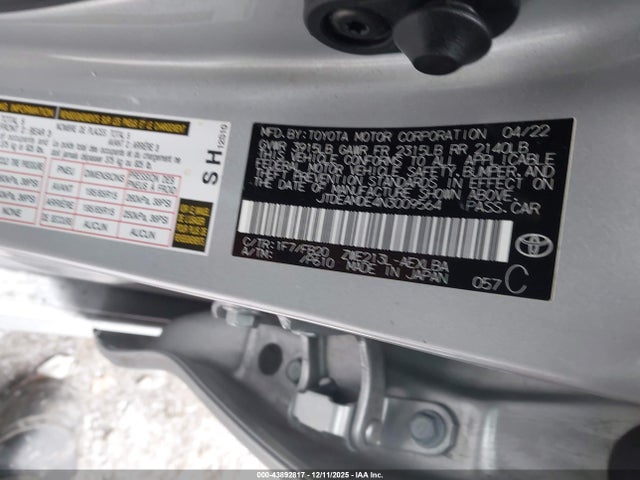 2022 TOYOTA COROLLA JTDEAMDE4N3009564 Photo 8