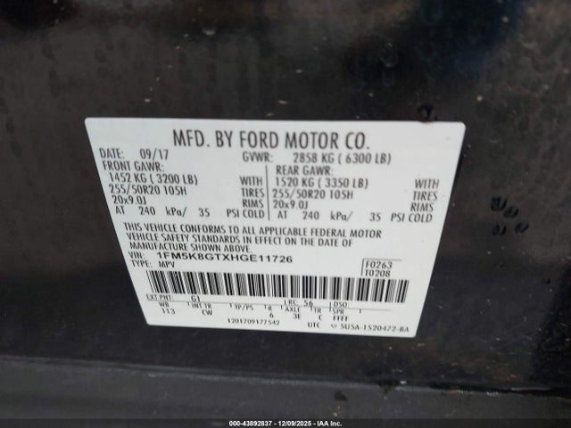 1FM5K8GTXHGE11726 Ford EXPLORER SPORT