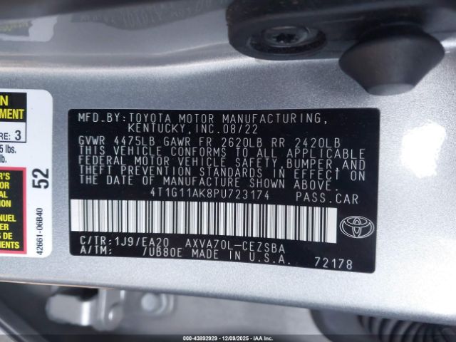 2023 TOYOTA CAMRY 4T1G11AK8PU723174 Photo 8