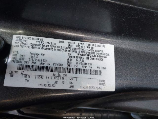 2018 FORD FOCUS 1FADP3F25JL260164 Photo 8