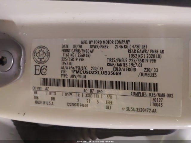 2020 FORD ESCAPE 1FMCU9DZXLUB35669 Photo 8