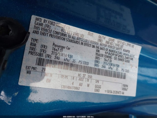 2014 FORD FOCUS 1FADP3F26EL346198 Photo 8