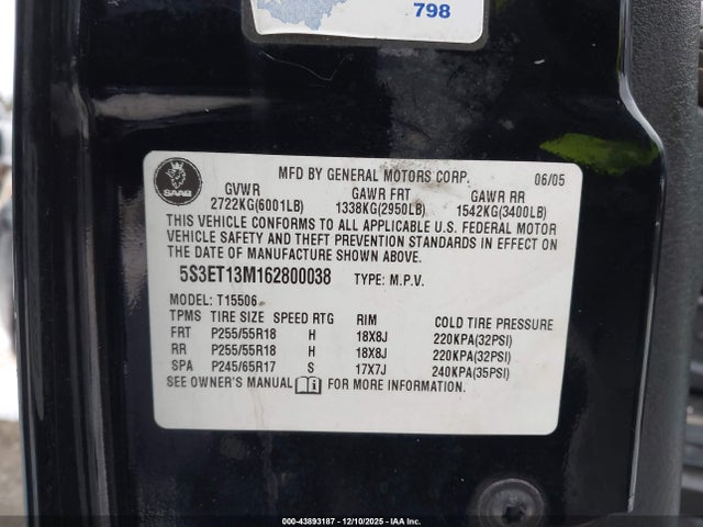 2006 SAAB 9-7X 5S3ET13M162800038 Photo 8