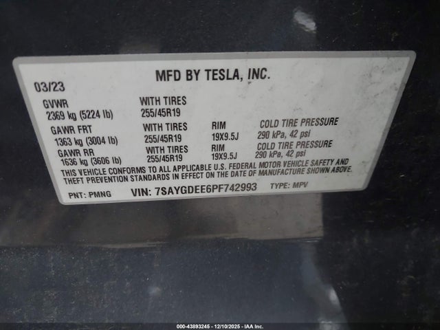 2023 TESLA MODEL Y 7SAYGDEE6PF742993 Photo 8