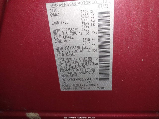 2021 NISSAN MURANO 5N1AZ2CSXMC124098 Photo 8