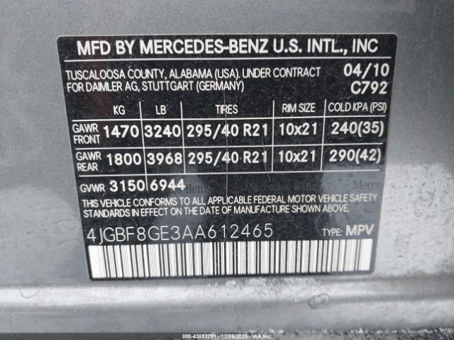 2010 MERCEDES-BENZ GL 550 4JGBF8GE3AA612465 Photo 8
