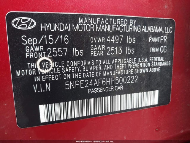 Hyundai SONATA SE 2017 5NPE24AF6HH500222 Image 28