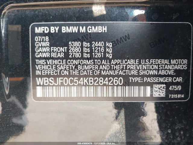 2019 BMW M5 WBSJF0C54KB284260 Photo 8