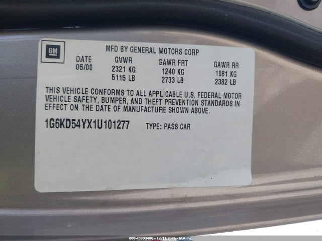 2001 CADILLAC DEVILLE 1G6KD54YX1U101277 Photo 8