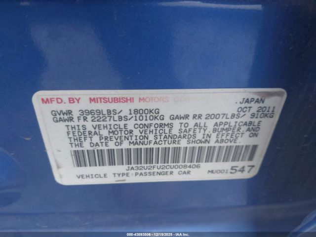 2012 MITSUBISHI LANCER JA32U2FU2CU008406 Photo 8