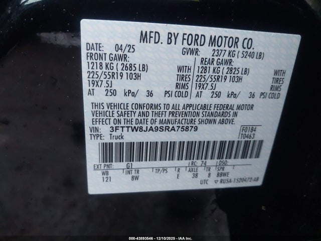 Ford Maverick Xlt 2025 3FTTW8JA9SRA75879 Image 9