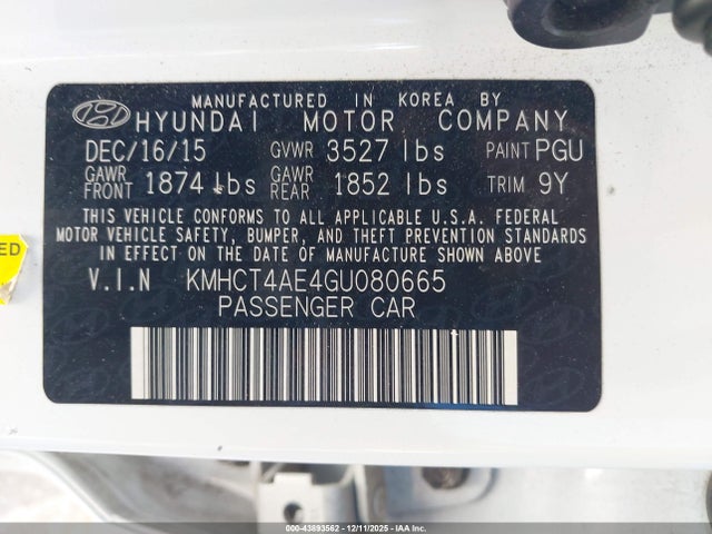 Hyundai ACCENT SE 2016 KMHCT4AE4GU080665 Image 9