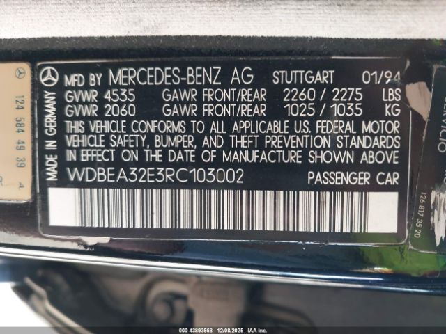 1994 MERCEDES-BENZ E WDBEA32E3RC103002 Photo 8