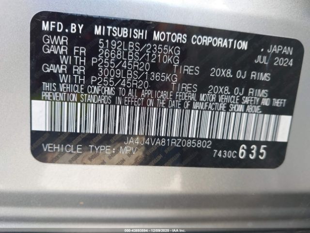 2024 MITSUBISHI OUTLANDER JA4J4VA81RZ085802 Photo 8