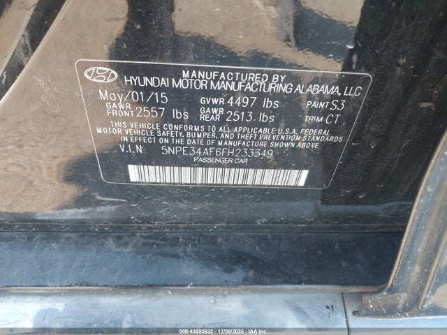 5NPE34AF6FH233349 Hyundai Sonata Limited