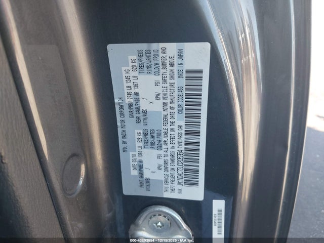 43893654 :رقم المزاد ، JM1NDAC73J0205354 vin ، 2018 Mazda Mx-5 Miata Club مزاد بيع