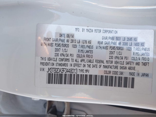 Mazda Cx-9 Grand Touring 2015 JM3TB2DA3F0448013 Image 9