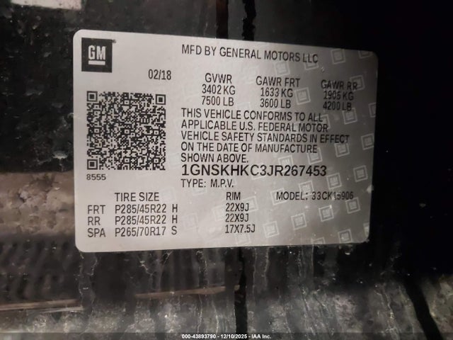 Chevrolet Suburban Lt 2018 1GNSKHKC3JR267453 Image 9