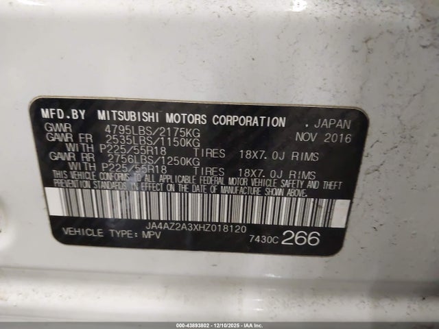 2017 MITSUBISHI OUTLANDER JA4AZ2A3XHZ018120 Photo 8