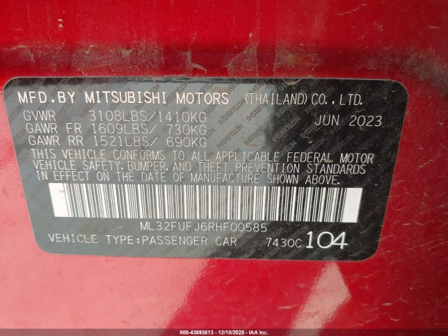 2024 MITSUBISHI MIRAGE G4 ML32FUFJ6RHF00585 Photo 8