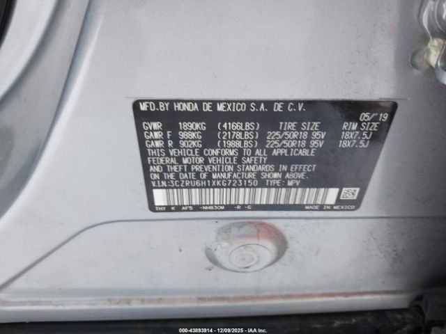2019 HONDA HR-V 3CZRU6H1XKG723150 Photo 8