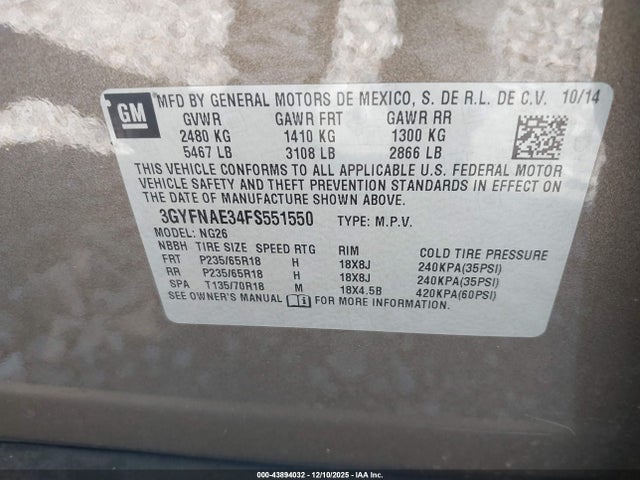 2015 CADILLAC SRX 3GYFNAE34FS551550 Photo 8