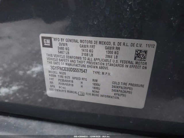 2013 CADILLAC SRX 3GYFNCE30DS557547 Photo 8