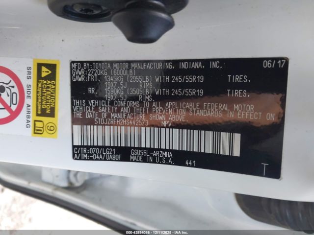 2017 TOYOTA HIGHLANDER 5TDJZRFH2HS442573 Photo 8