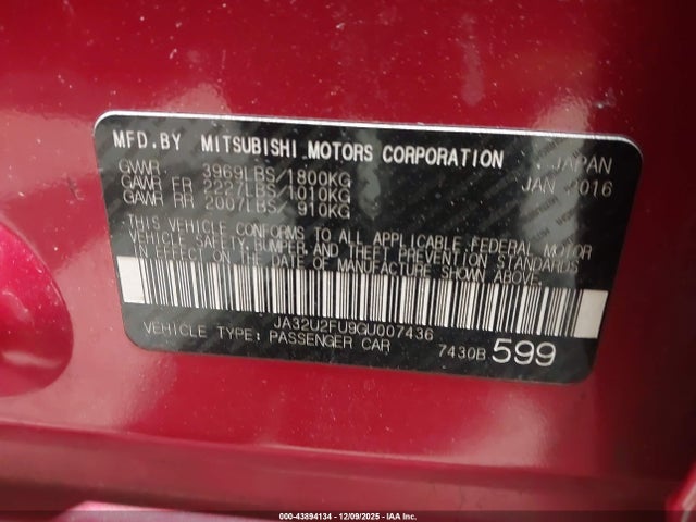 2016 MITSUBISHI LANCER JA32U2FU9GU007436 Photo 8