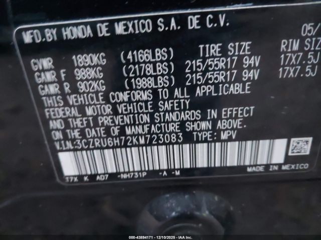 2019 HONDA HR-V 3CZRU6H72KM723083 Photo 8