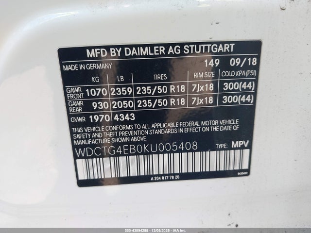 2019 MERCEDES-BENZ GLA 250 WDCTG4EB0KU005408 Photo 8