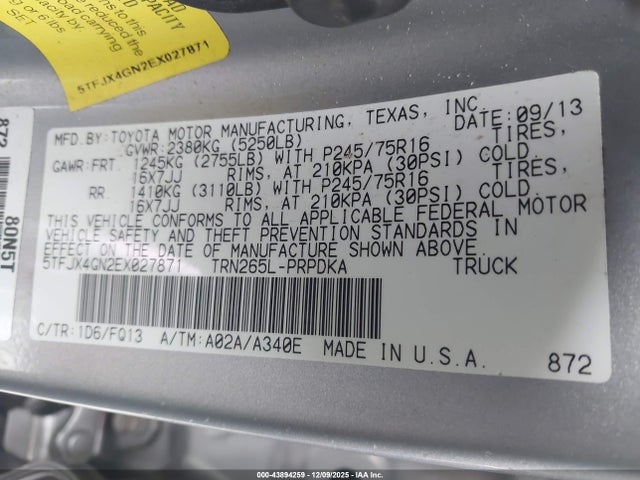 5TFJX4GN2EX027871 Toyota Tacoma Prerunner