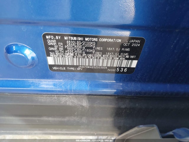 2025 MITSUBISHI ECLIPSE CROSS JA4ATWAA2SZ003934 Photo 8