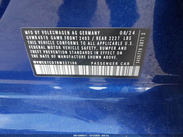 2024 VOLKSWAGEN GOLF R WVWEB7CD7RW227106 Photo 8