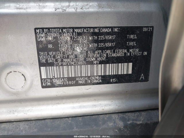 Toyota Rav4 Xle 2021 2T3P1RFV7MC238935 Image 9