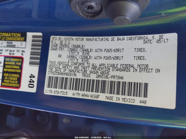3TMDZ5BN8HM028196 Toyota Tacoma Trd Sport