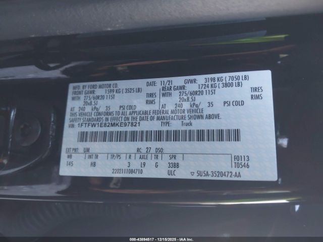 2021 FORD F-150 1FTFW1E82MKE97821 Photo 8