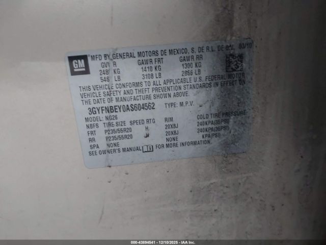 2010 CADILLAC SRX 3GYFNBEY0AS604562 Photo 8