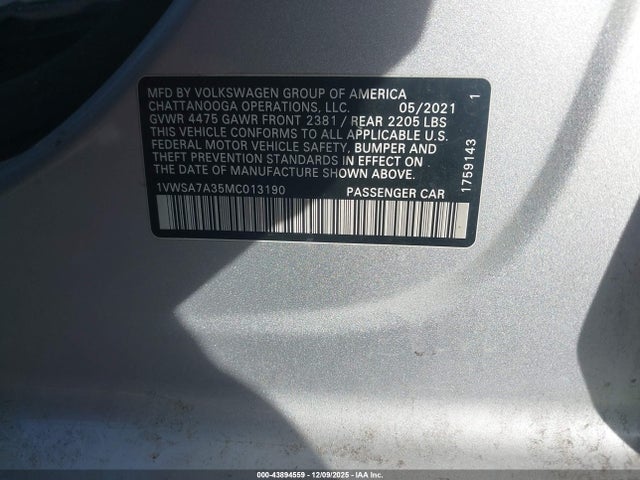 2021 VOLKSWAGEN PASSAT 1VWSA7A35MC013190 Photo 8