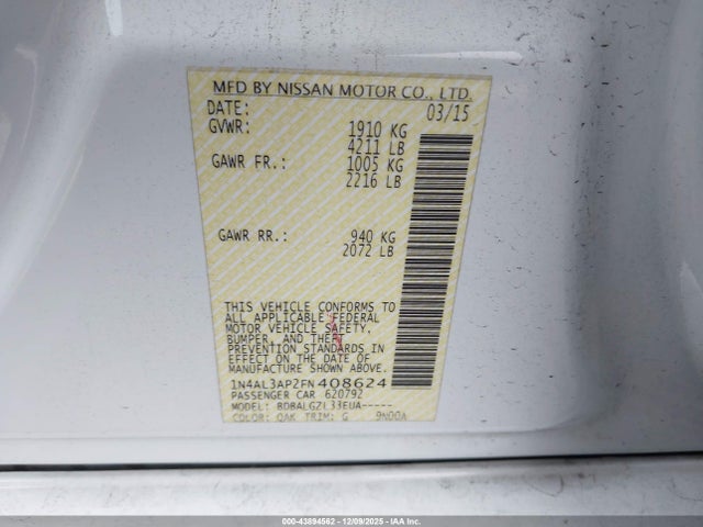 1N4AL3AP2FN408624 Nissan Altima 2.5 S