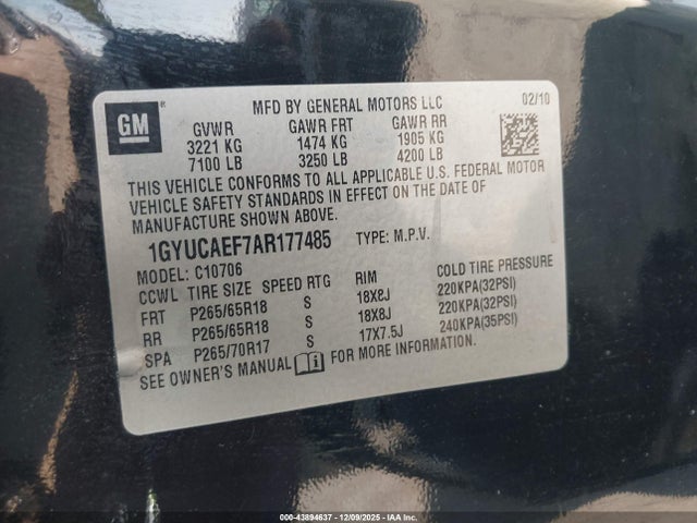 2010 CADILLAC ESCALADE 1GYUCAEF7AR177485 Photo 8