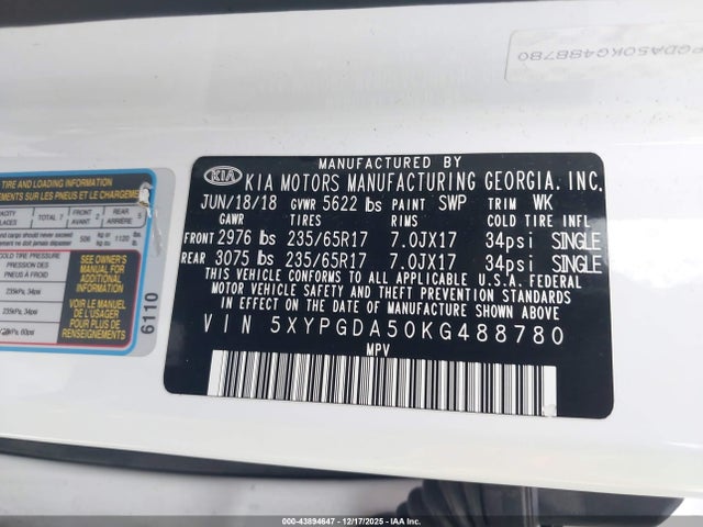 2019 KIA SORENTO 5XYPGDA50KG488780 Photo 8