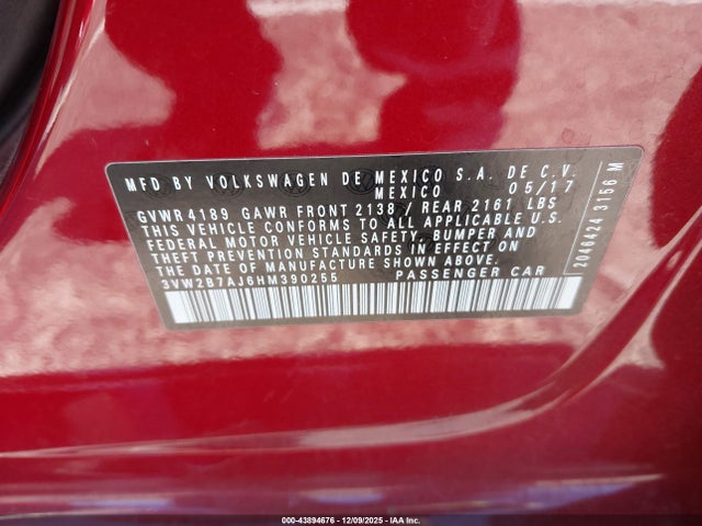Volkswagen Jetta 1.4t S 2017 3VW2B7AJ6HM390255 Image 9
