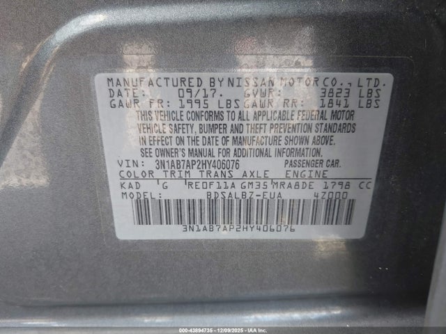 Nissan SENTRA S 2017 3N1AB7AP2HY406076 Image 9